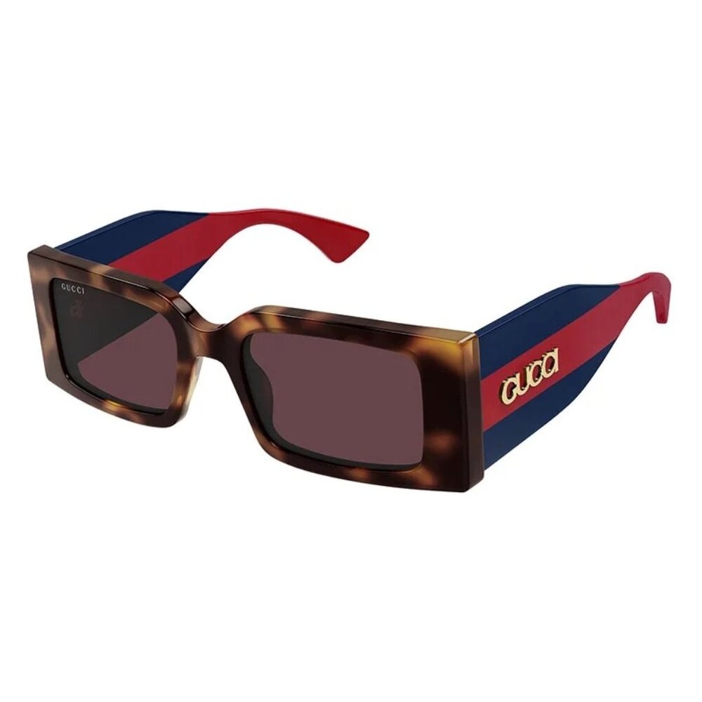 NEW GUCCI SUNGLASSES GG1860S 002 HAVANA/RED WOMEN SQUARE EYEWEAR